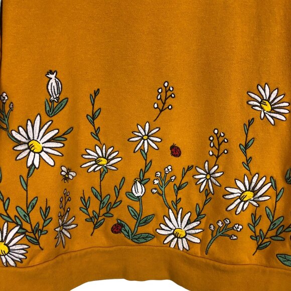 Disney Winnie The Pooh Floral Embroidered Sweatshirt Sz Small Yellow Daisies Bee - Picture 8 of 8